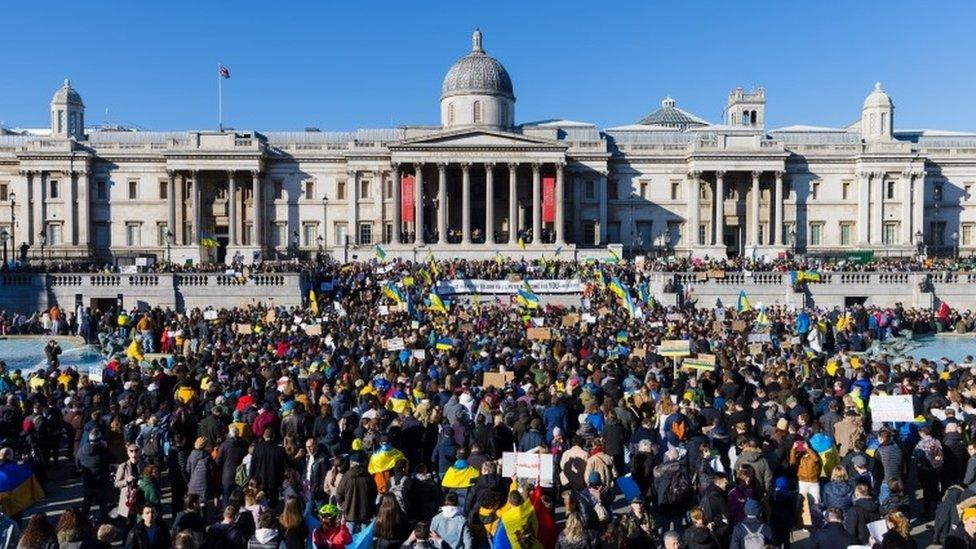 Protest against Russia in Trafalgar Square