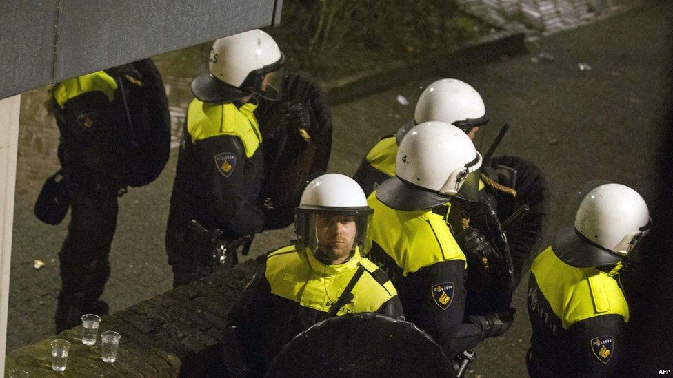 Riot police in Geldermalsen , 16 December