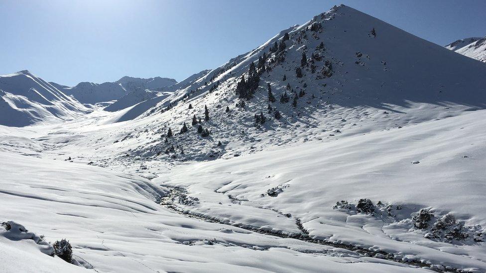 Tian Shan mountains in the snow