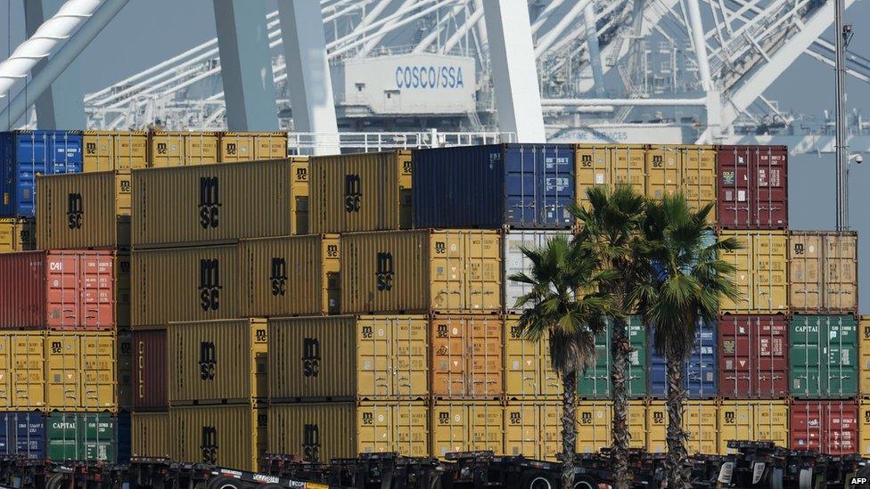 Shipping containers in Los Angeles, California