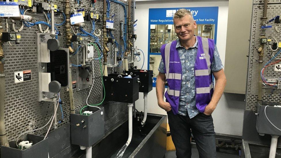 The BBC's Tom Heap at Thomas Dudley Ltd's testing station