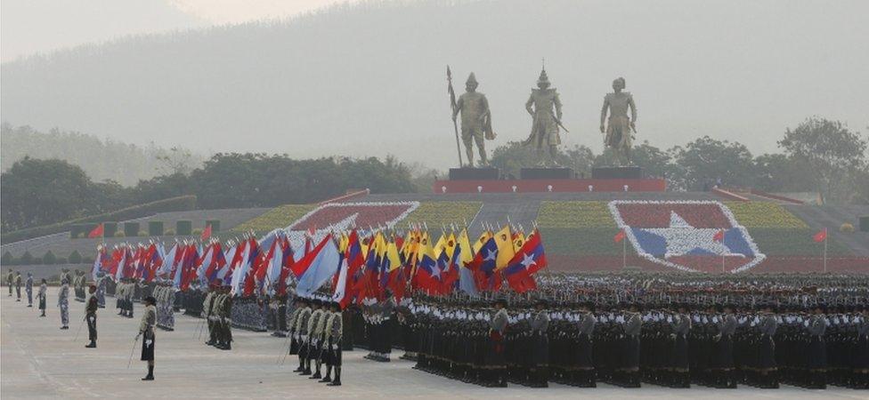 Military parade in Yangon, Myanmar (28 Mar 2018)