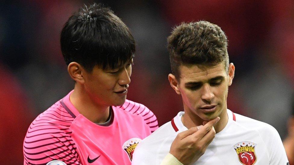 Oscar Emboaba Junior of Shanghai SIPG looks on after the AFC Champions League Group F match between Urawa Red Diamonds and Shanghai SIPG FC at Saitama Stadium in April