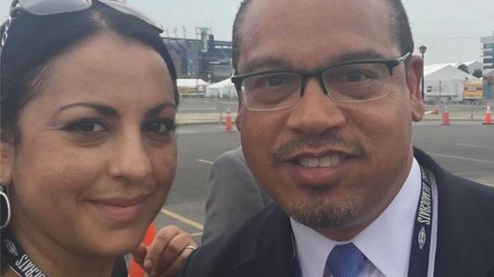 Photo of Karen Monahan and Keith Ellison