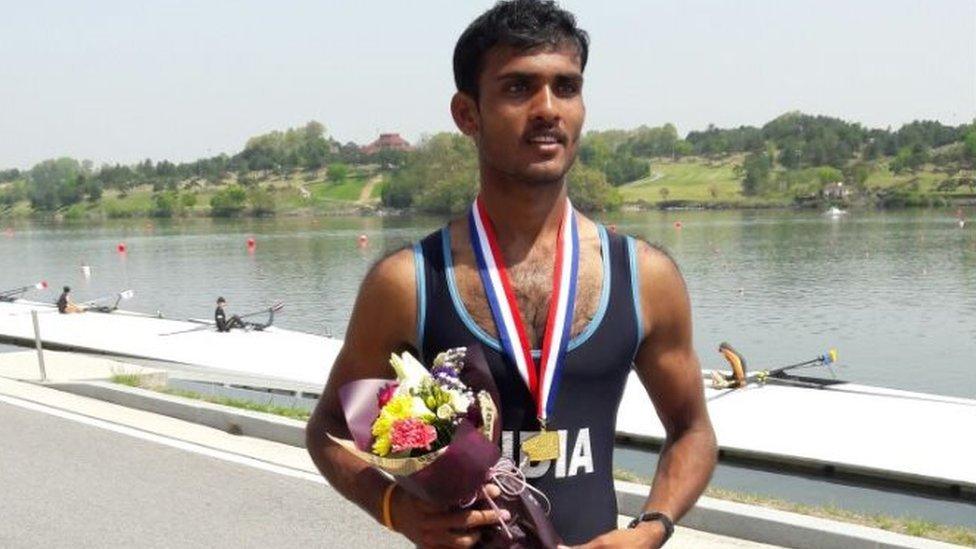 Dattu Bhokanal with his medal in South Korea