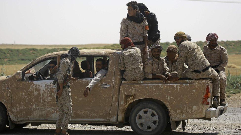 Syrian Democratic Forces (SDF) fighters in the village of Hazima, Syria (6 June 2017)