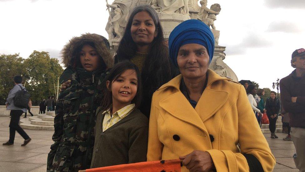 Harmeet Kaur with her mum and two children