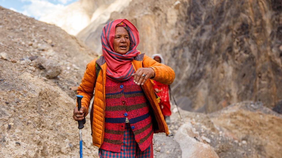 Bano walking in the mountains