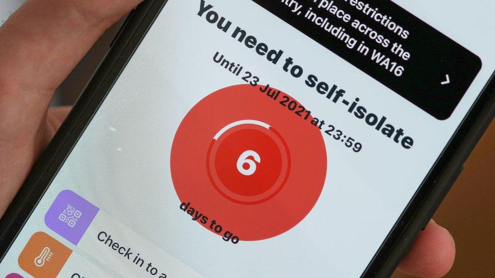 Self-isolate advice on NHS Covid app