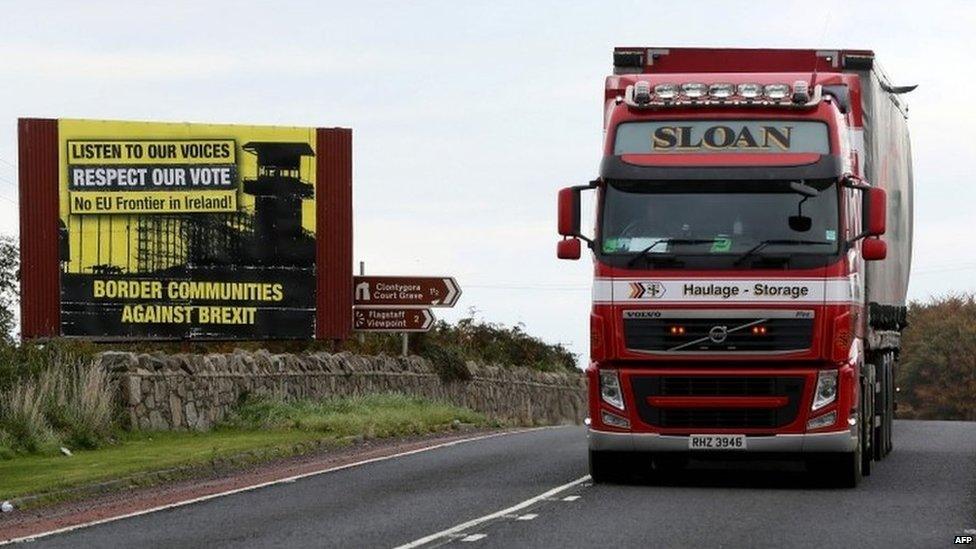 Lorry close to the border between Northern Ireland and the Republic of Ireland