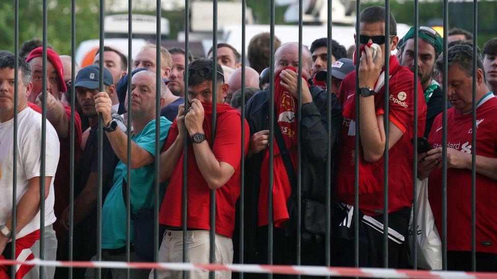 Liverpool fans outside the Stade de France before the Champions League final with Real Madrid