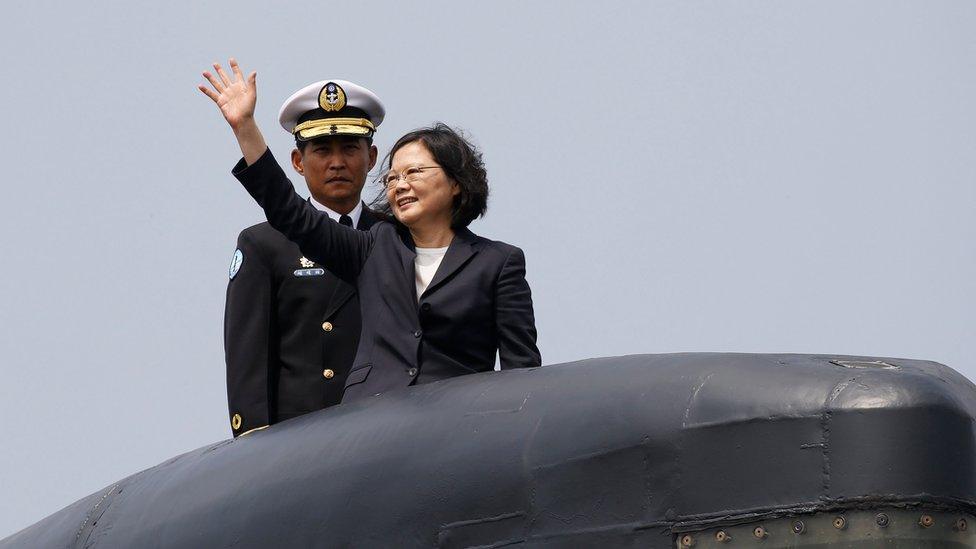 Taiwan's president, Tsai Ing-wen, touring the island's current fleet of submarines in March