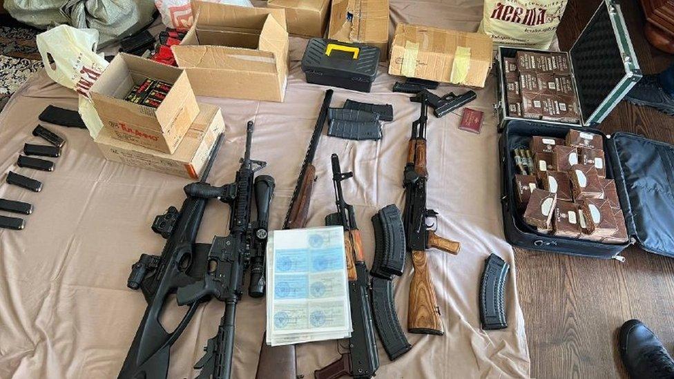 Weapons discovered during a search of Yevgeny Priozhin's home