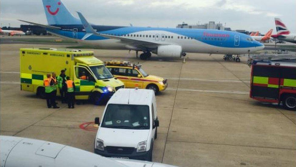 The Thomson plane at Gatwick airport