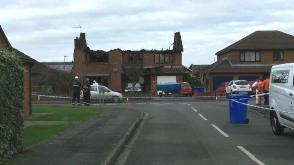 Scene of fatal house fire, Kirton, Lincolnshire