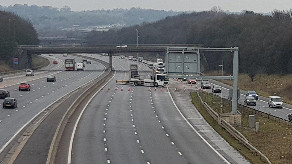 Image of M1 showing the diversion