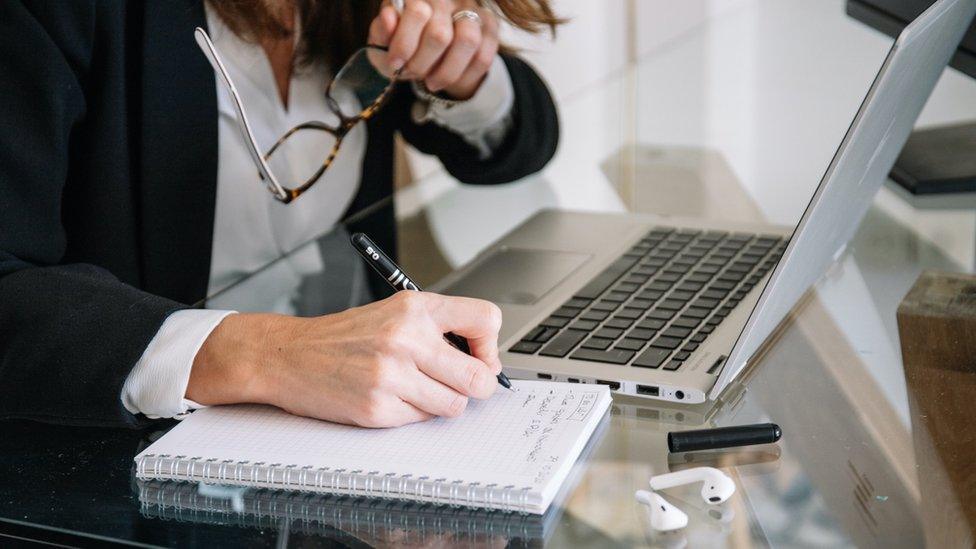 Person working at table