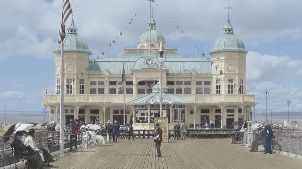 The Grand Pier first opened in 1904 before being destroyed by fire in 1930.