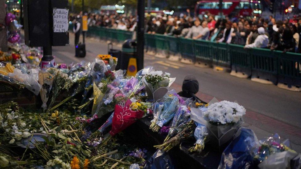 Flowers laid at the spot where Elianne was killed