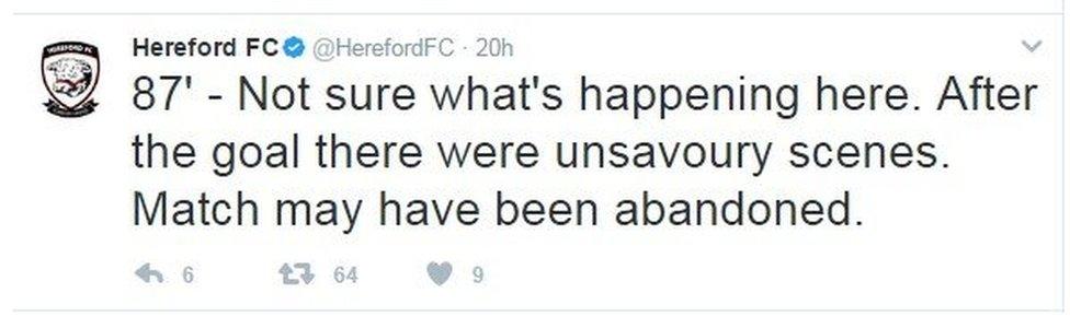 Hereford FC Twitter feed