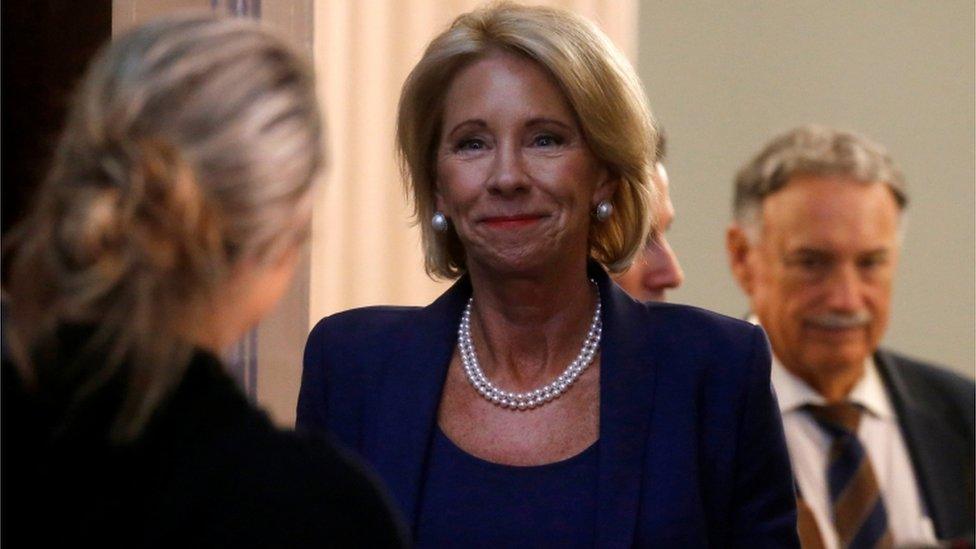 US Education Secretary Betsy DeVos walking