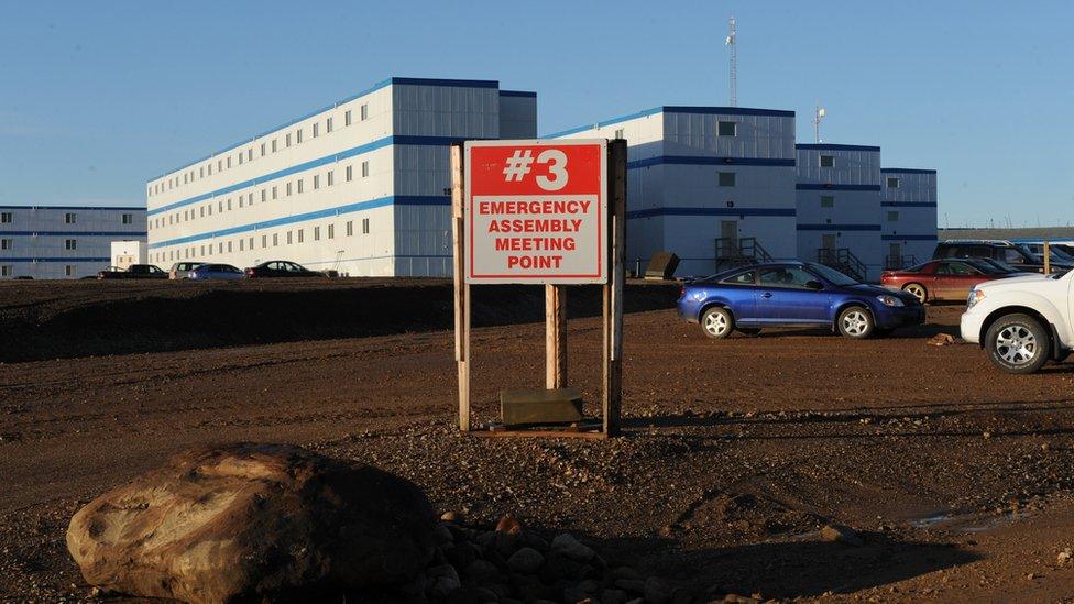 Workers quarters close to oil sands mines and extraction facilities near the town of Fort McMurray in Alberta Province, Canada on October 25, 2009.