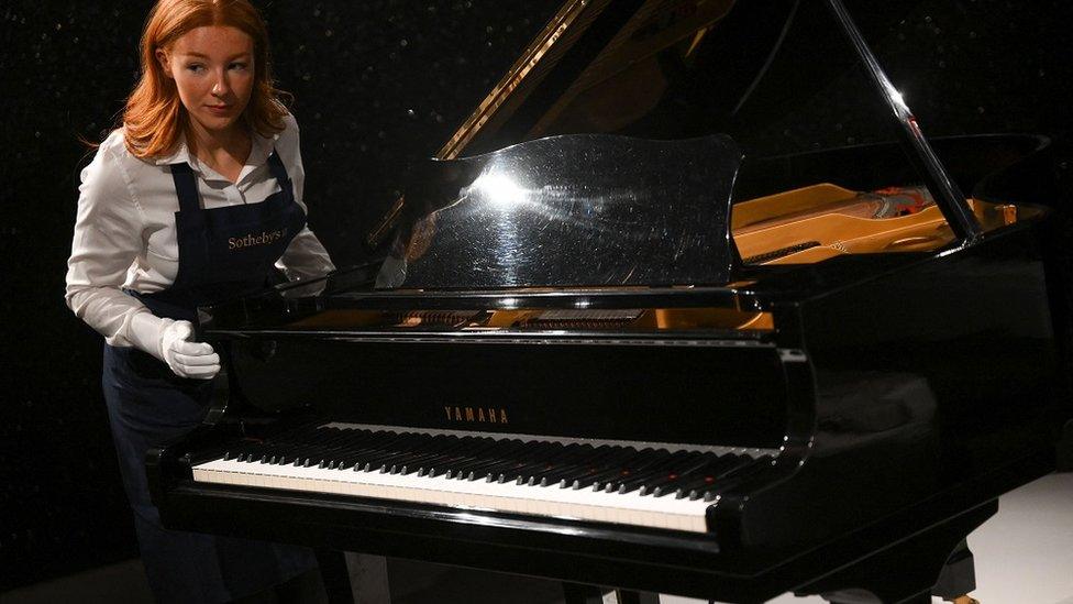 The star's old piano on display at an open exhibition