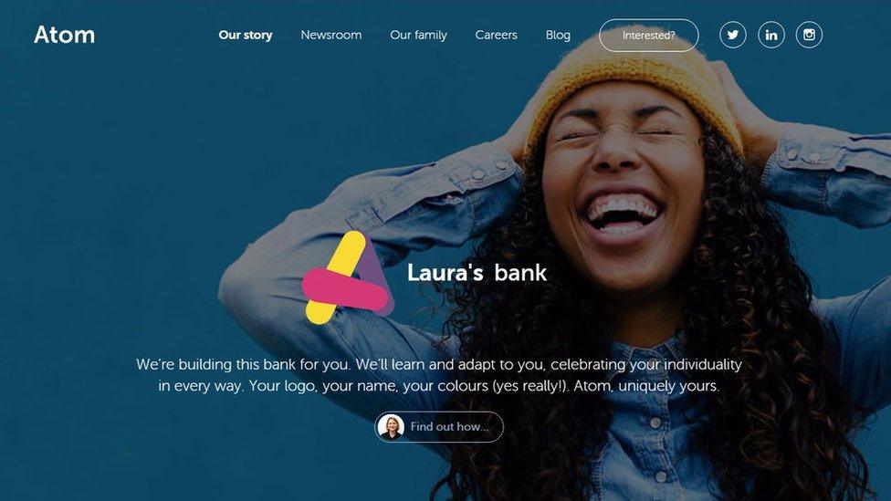 Screengrab from Atom Bank website