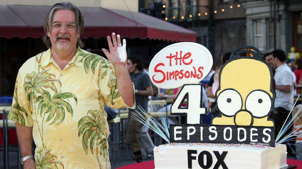 Matt Groening and a Simpsons cake