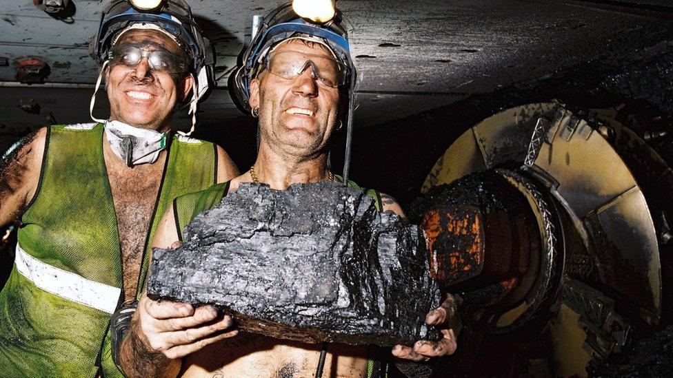 Miners at Kellingley Colliery in North Yorkshire