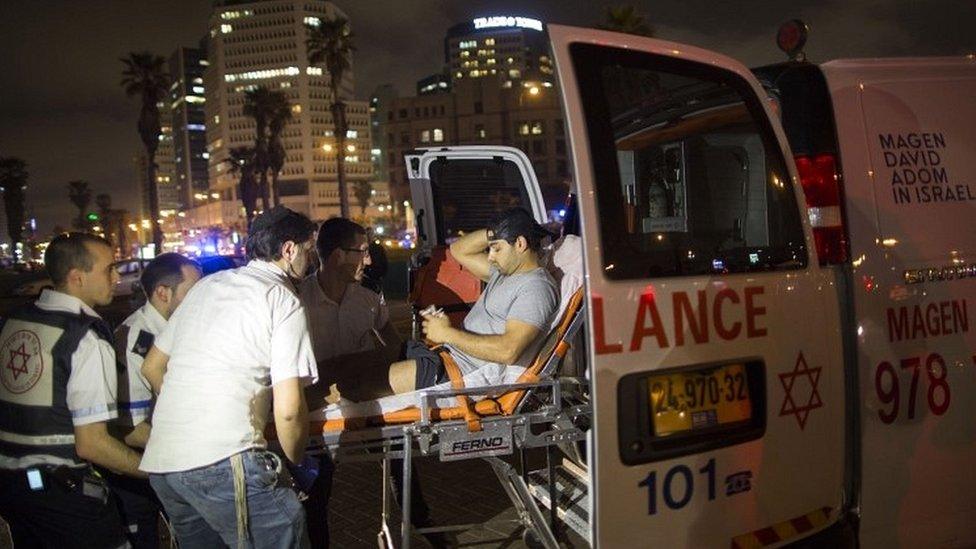 Wounded man evacuated from scene in Jaffa on 8 March 2016