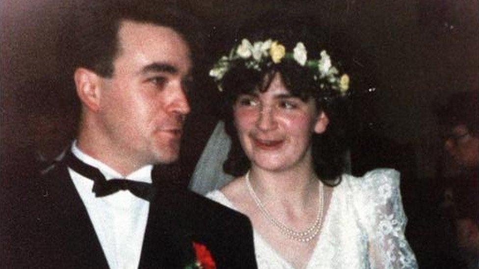 Avril Monaghan with her husband on her wedding day