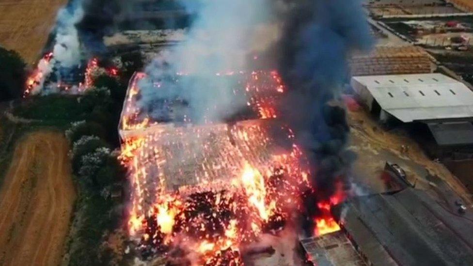 Farm fire in Lincolnshire