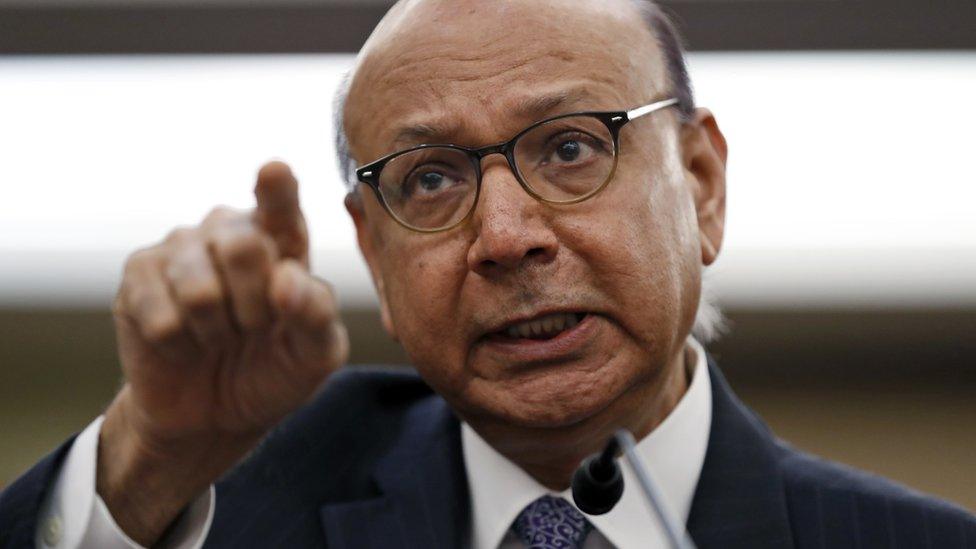 Khizr Khan speaks on Capitol Hill in Washington, 2 February 2017