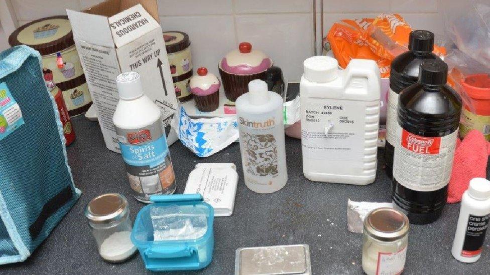 Items seized by police at a flat