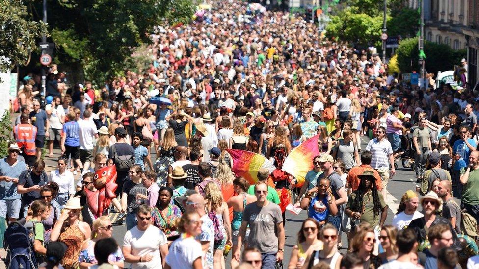 Carnival crowds in Bristol