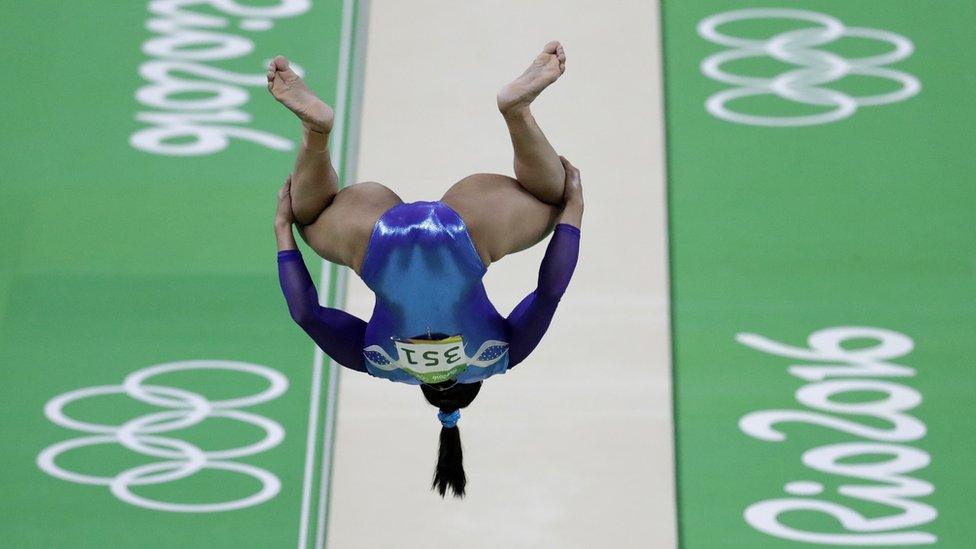 India"s Dipa Karmakar performs on the vault during the artistic gymnastics women"s apparatus final at the 2016 Summer Olympics in Rio de Janeiro, Brazil, Sunday, Aug. 14, 2016.