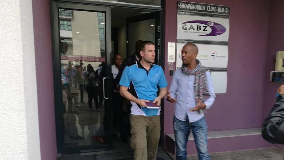 Steven Anderson leaving Gabzfm's office