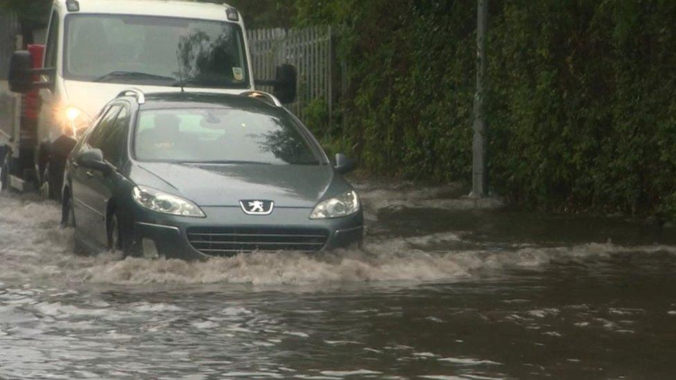 Car in floodwater