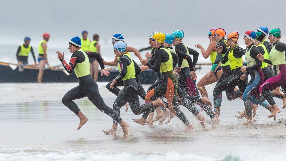 Competitors at Open National Surf Championships, Perranporth