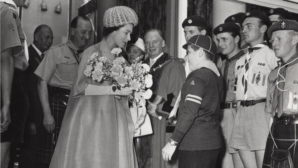 The Queen visiting Baden-Powell House for its royal opening in 1961