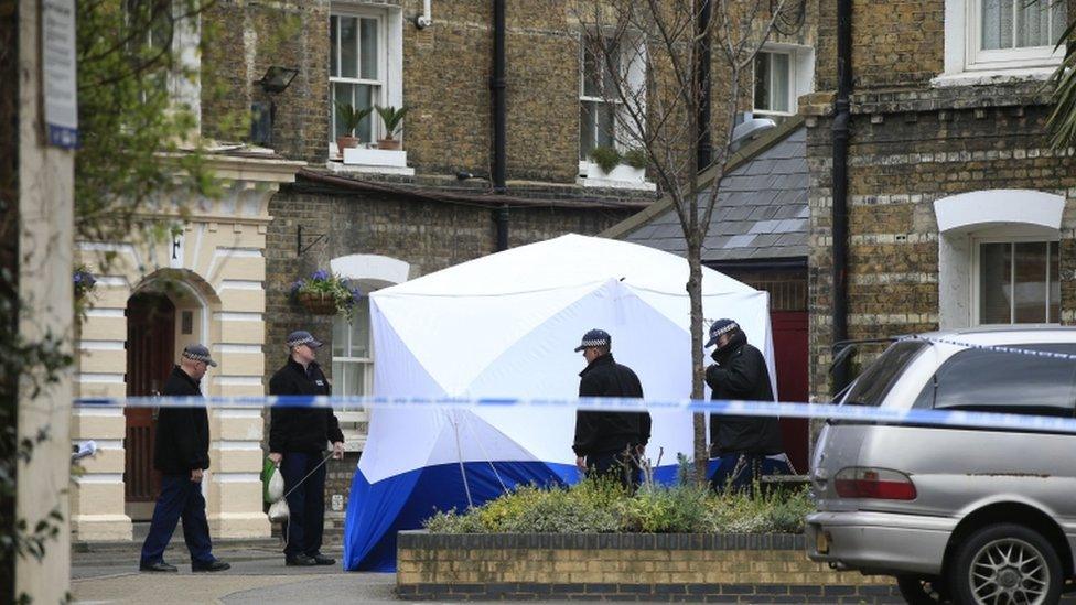 Forensics tent at Peabody estate