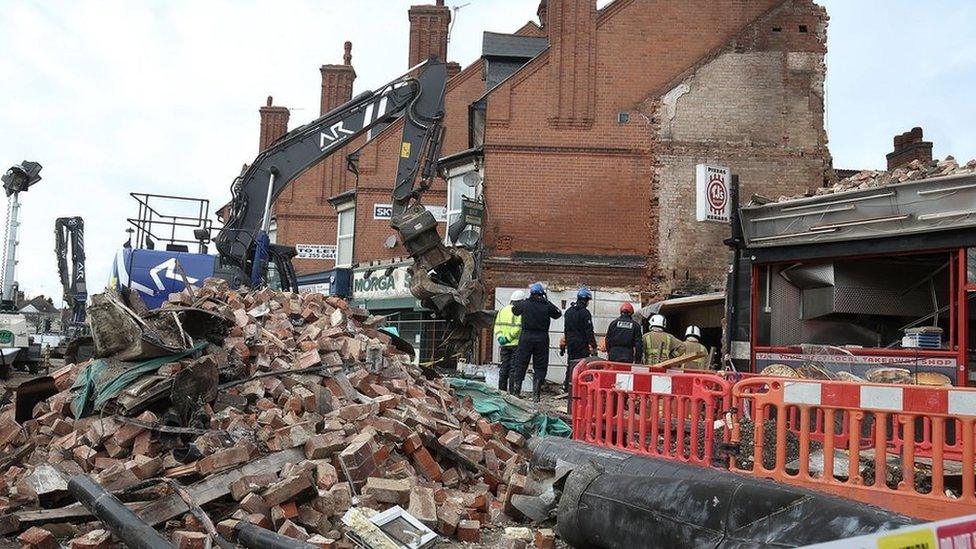 Aftermath of Hinckley Road shop blast