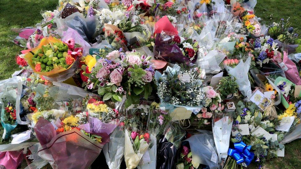 Flowers left in memory of PCSO Julia James