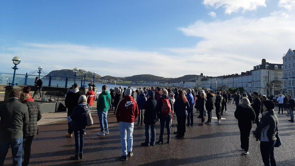 protestors in Llandudno