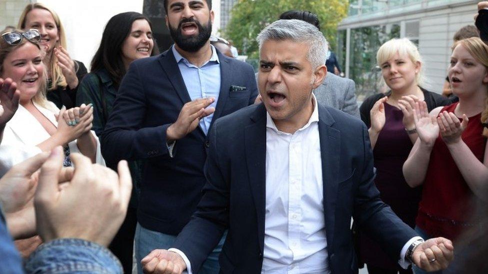 Sadiq Khan greeted by supporters after his victory