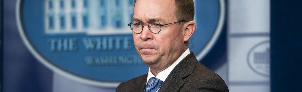 Director of the Office of Management and Budget Mick Mulvaney outside the West Wing of the White House 19 January 2018