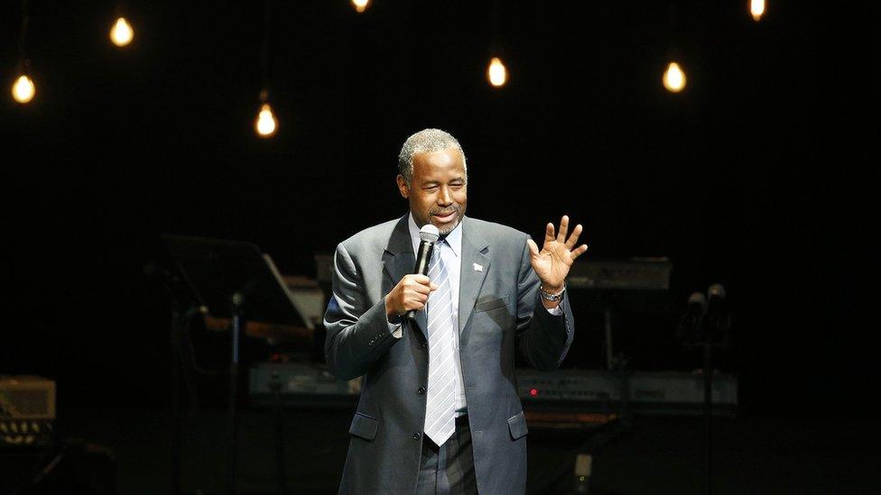 Ben Carson speaks at a church in Nevada.