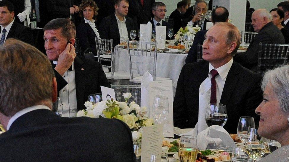 Gen Flynn (left) with President Putin, 10 Dec 15