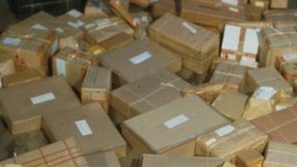 Stack of boxes and parcels